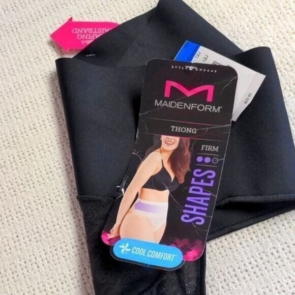 Maidenform Cool Comforts Firm Shapes Black Sz. XL Thong - Picture 3 of 4